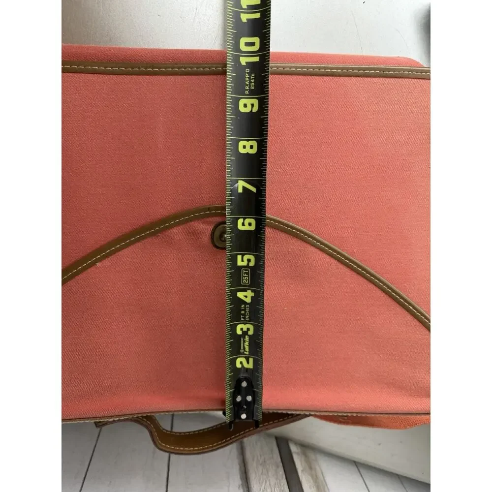VTG NAF NAF Messenger Bag Top Handle Coral Orange Shoulder Strap Snap Closure